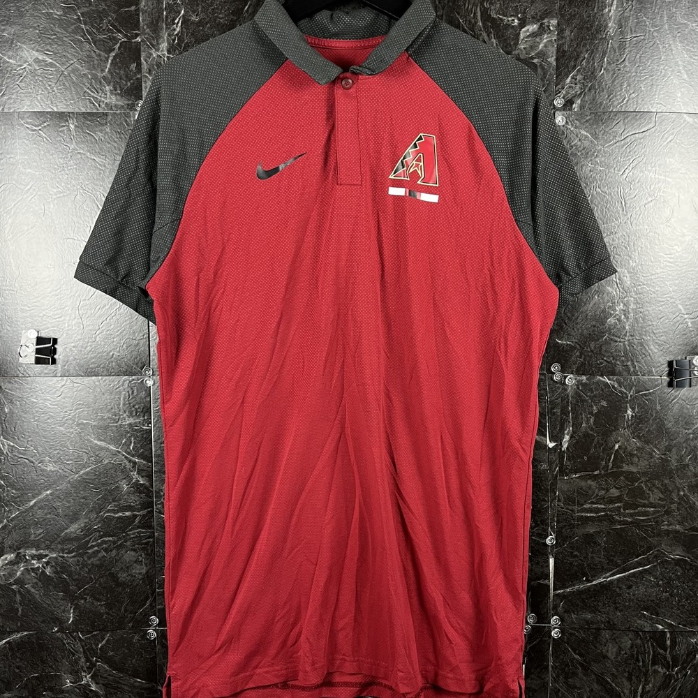 Nike Men's Red Dri-Fit Diamondbacks Polo Shirt Small
